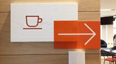 Orange way finding signage